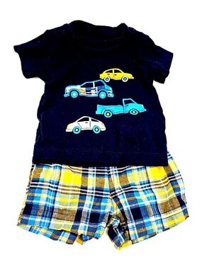 Carter's Baby Outfit Size 3m Boys Cars Top Shorts Matching Set Summer
